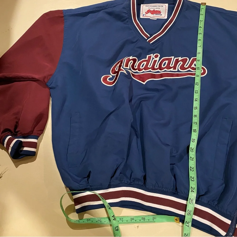 Vintage Cleveland Indians Jacket Men's Large Blue Burgundy Starter Vneck